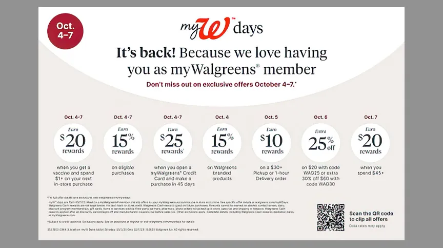 Walgreens unveils myW days offers October 4 – 7